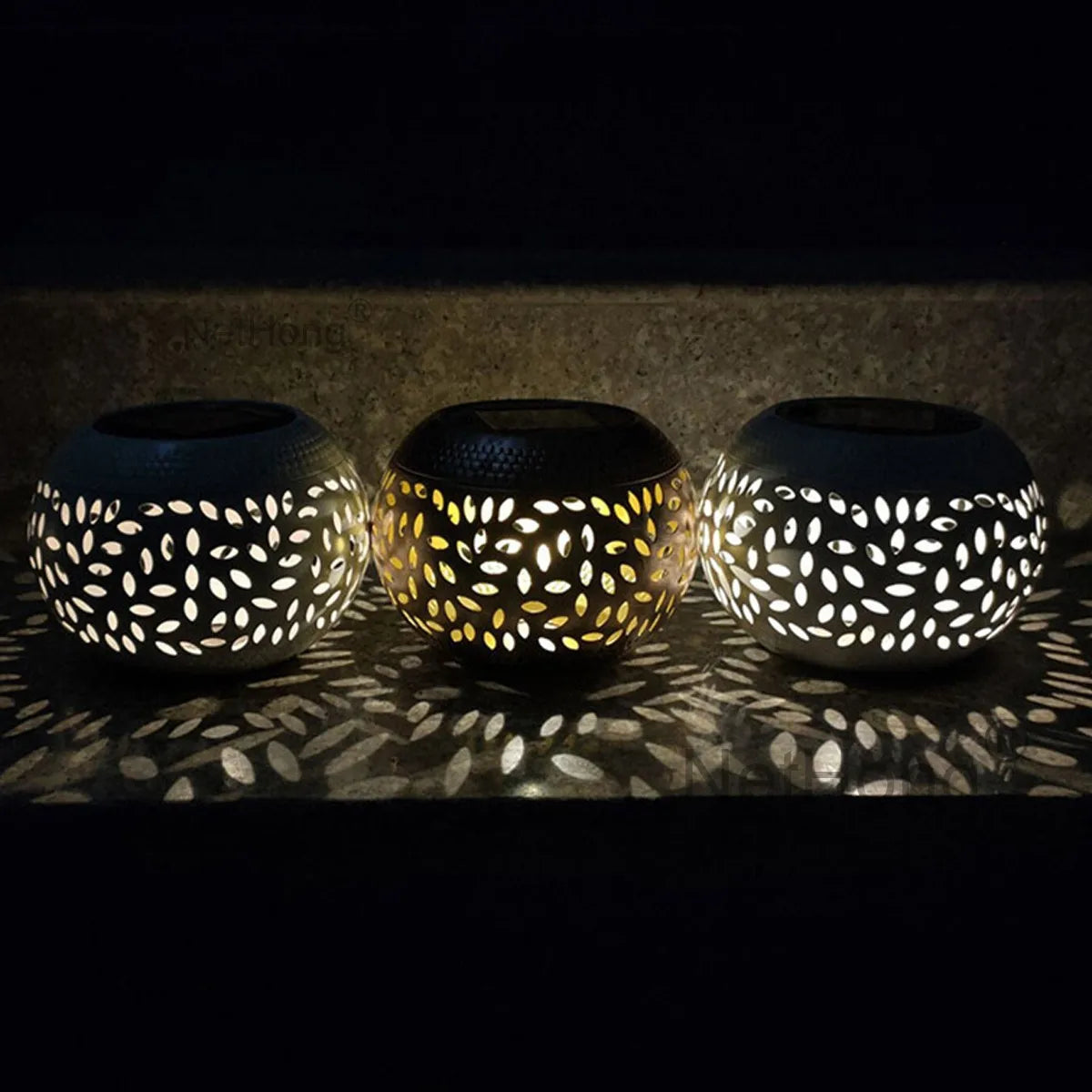 Metal LED Solar ndustrial Style Light Hollowed Out Lawn Garden Lights Decor