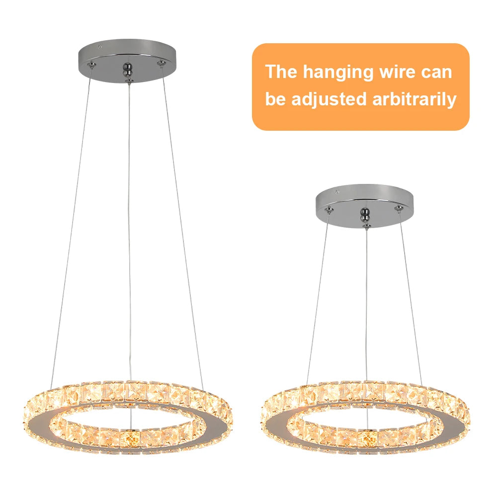 Luxury Rings Pendant Light LED Crystal Ceiling Lamp Modern Home Decor Lustre Living Dining Room Chandelier Indoor Lumin Fixture
