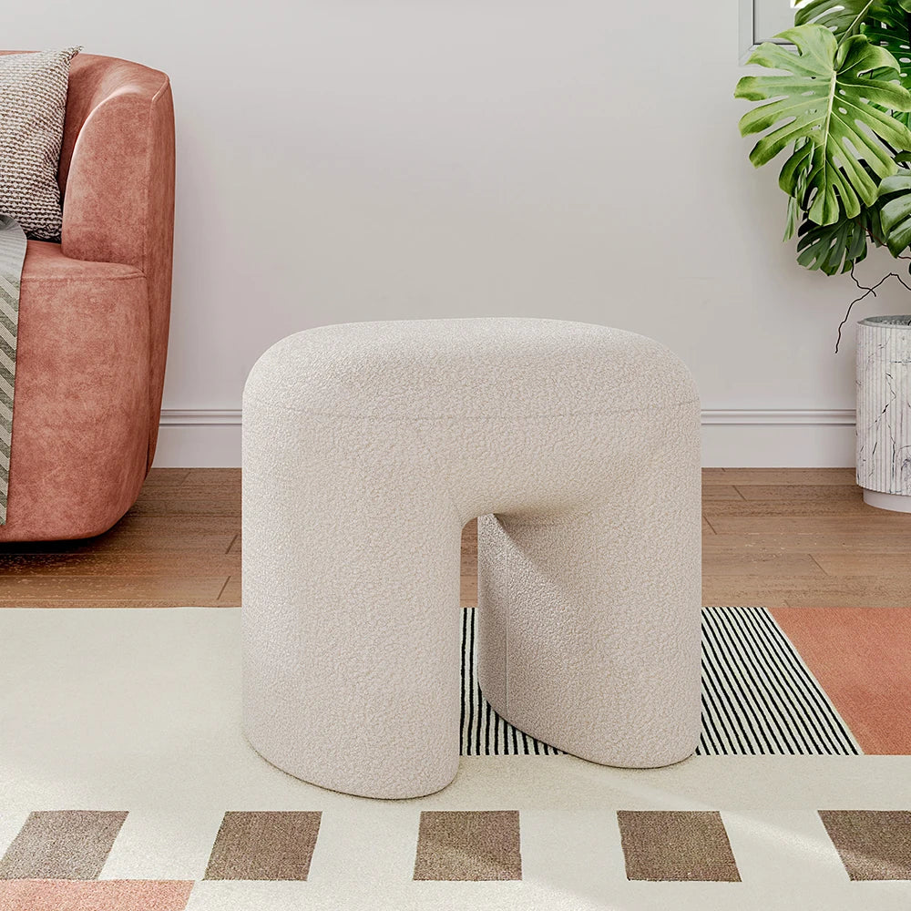 Modern Teddy Bear Fur Footstool
