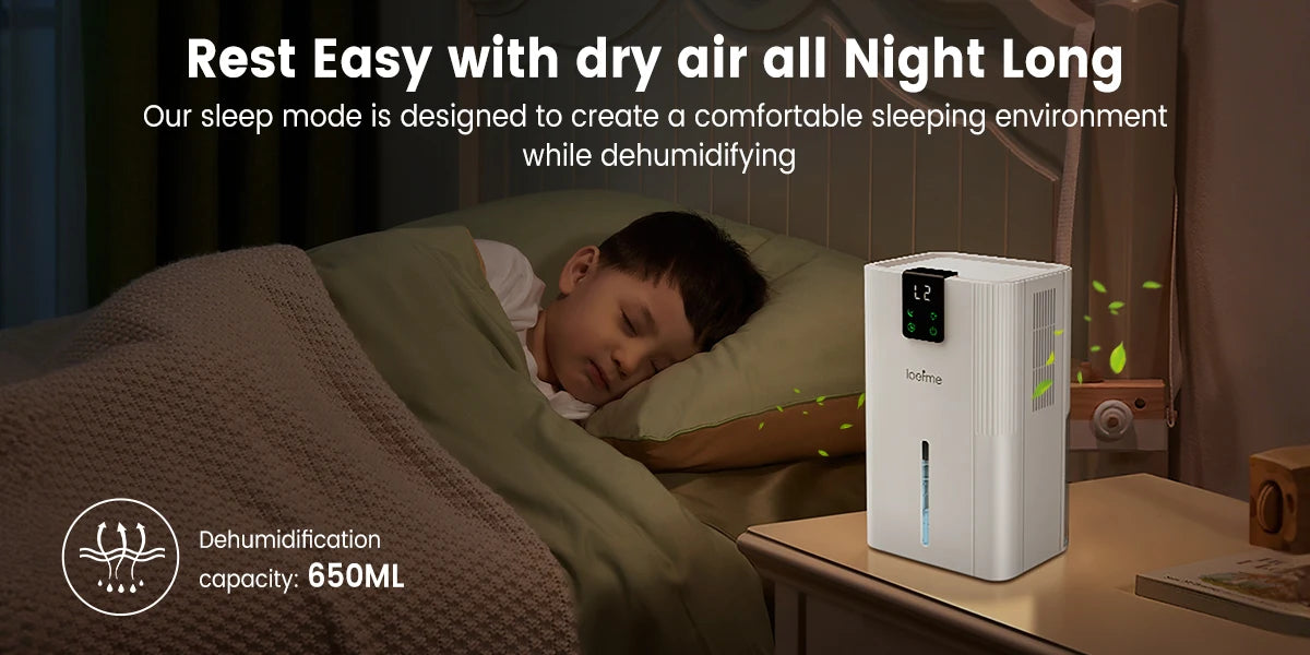 LOEFME Silent Dehumidifier 2.8L Large Air Dehumidifier 650ml/Day with Touch Display LED Light for Home Bedroom Office Basement