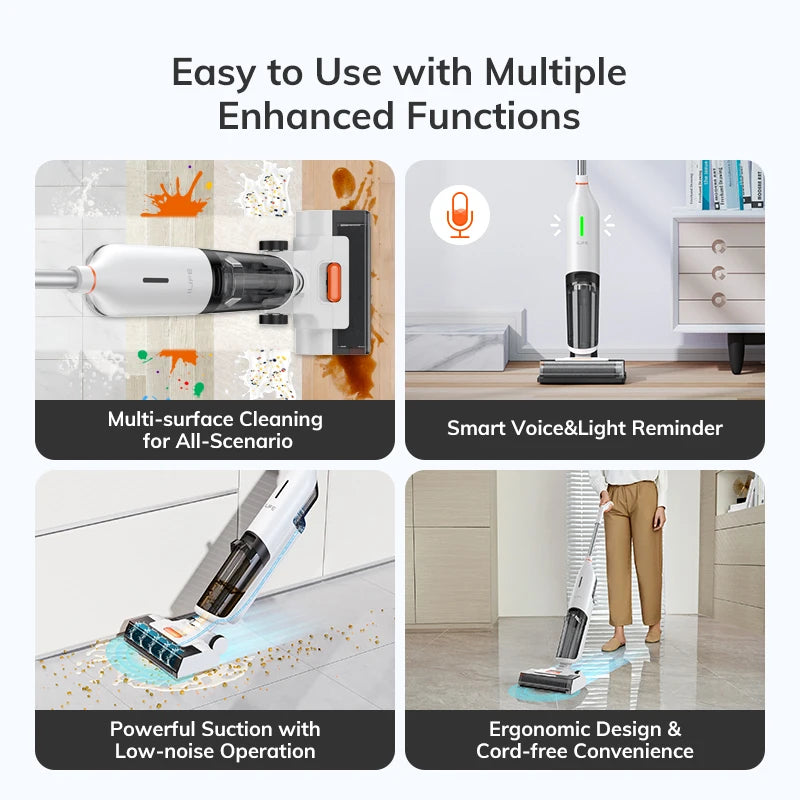 Ilife W90 Cordless Wireless Wet Dry Smart Mop Washing, 5500Pa Suction, 1 Min Self Cleaning, Large Dual Water Tank