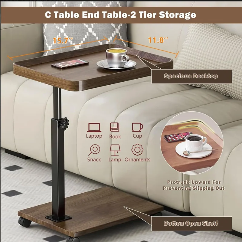 Luxury Adjustable C-Shape Side Table