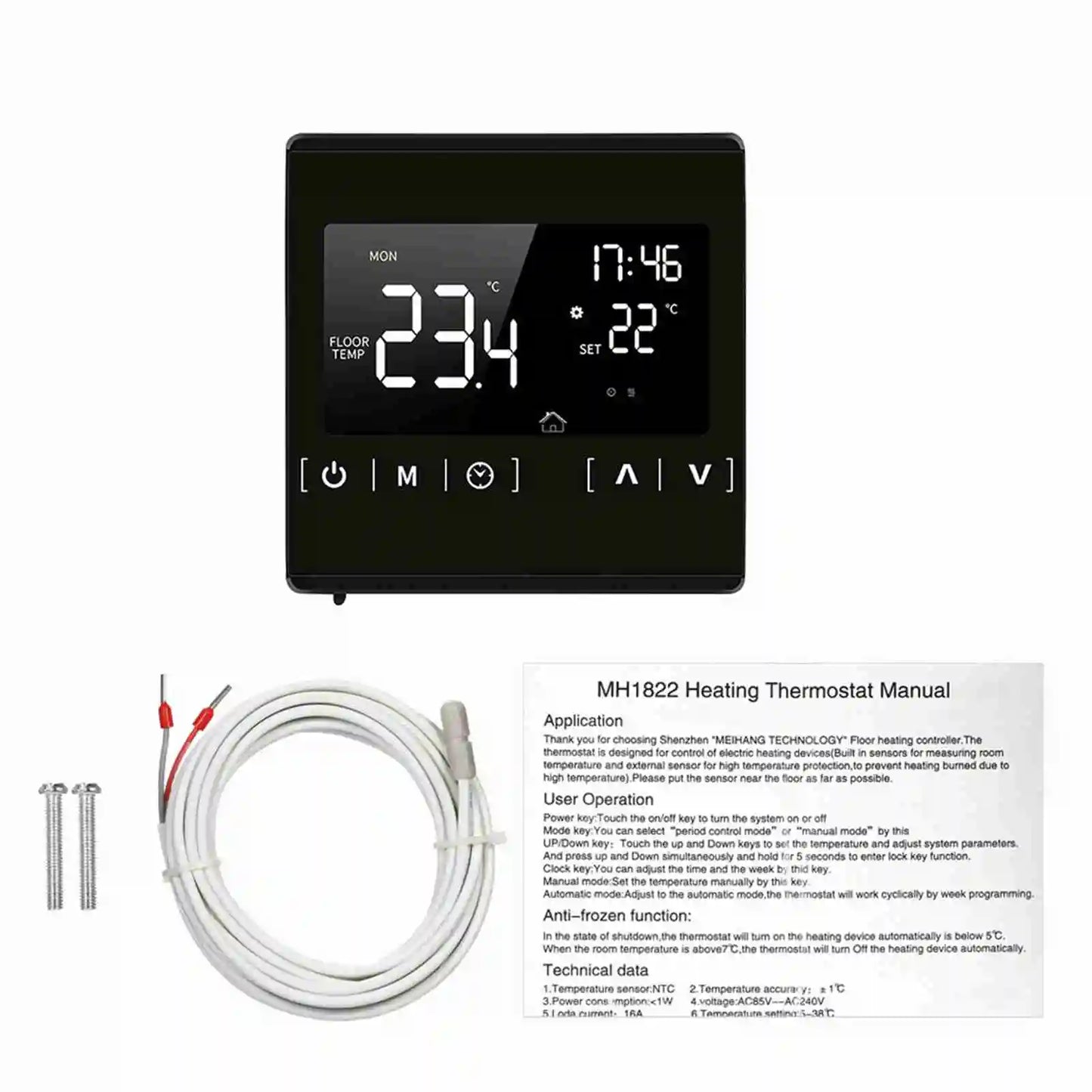 Smart LCD Touchscreen Thermostat for Home Programmable Electric Floor Heating System Thermoregulator AC 85-250V Temperature Cont