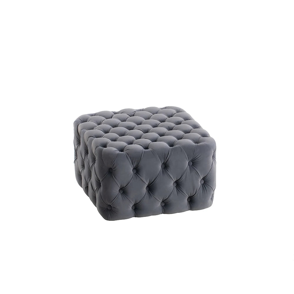Quilted Diamond Velvet Footstool