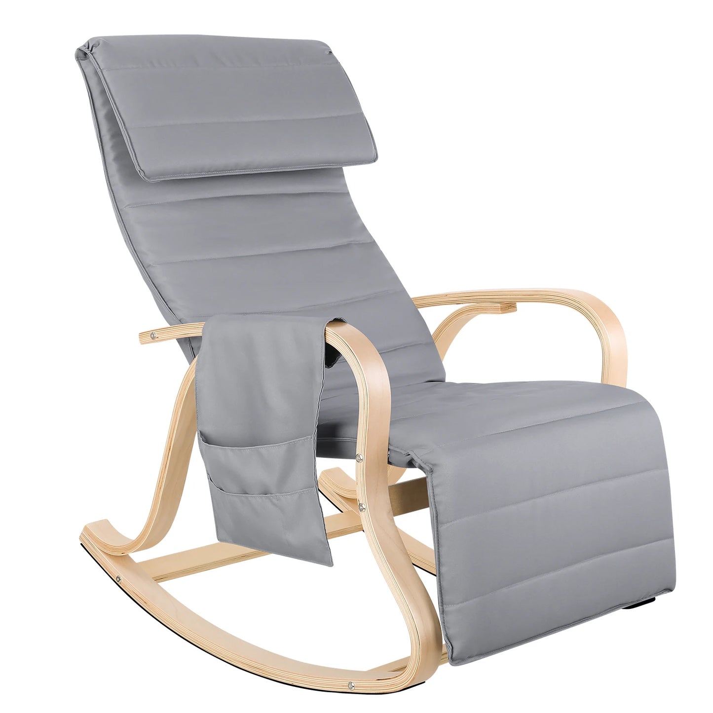 Getone Rocking Chair, Resting Armchair, Nursing Chair with Armrests Footrest for Bedroom Living Room, White / Grey 2 Colors