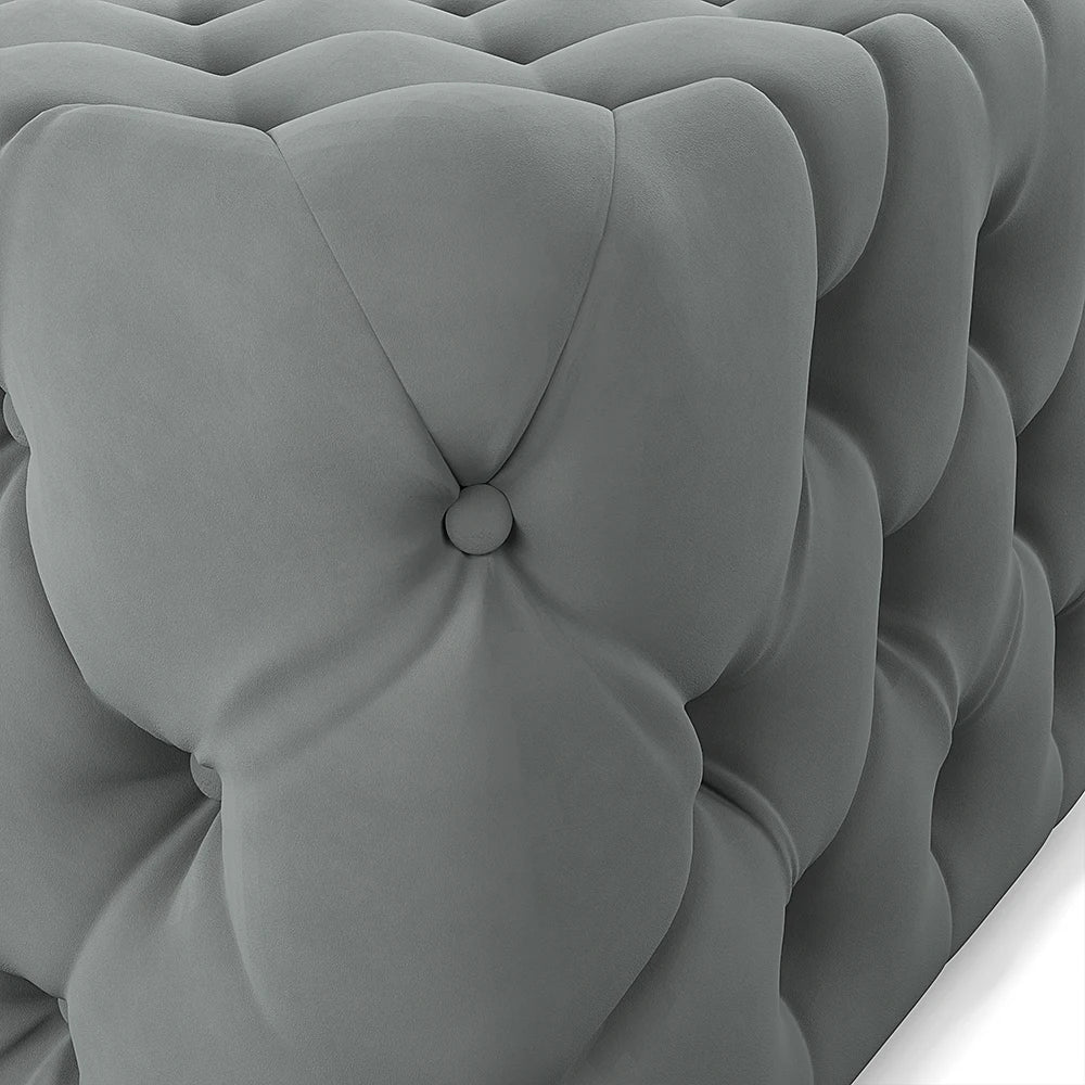 Quilted Diamond Velvet Footstool