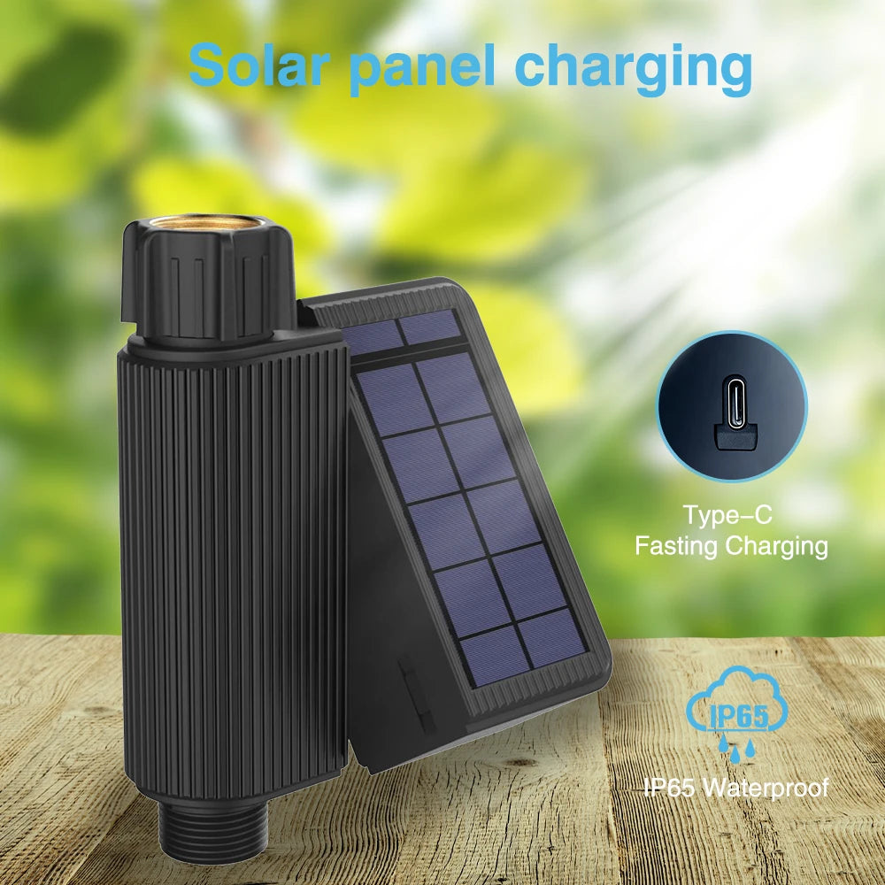 Tuya Smart Wifi Watering Timer Solar Energy Sprinkler Drip Irrigation System Built-in Water Flow Recorder Water Controller