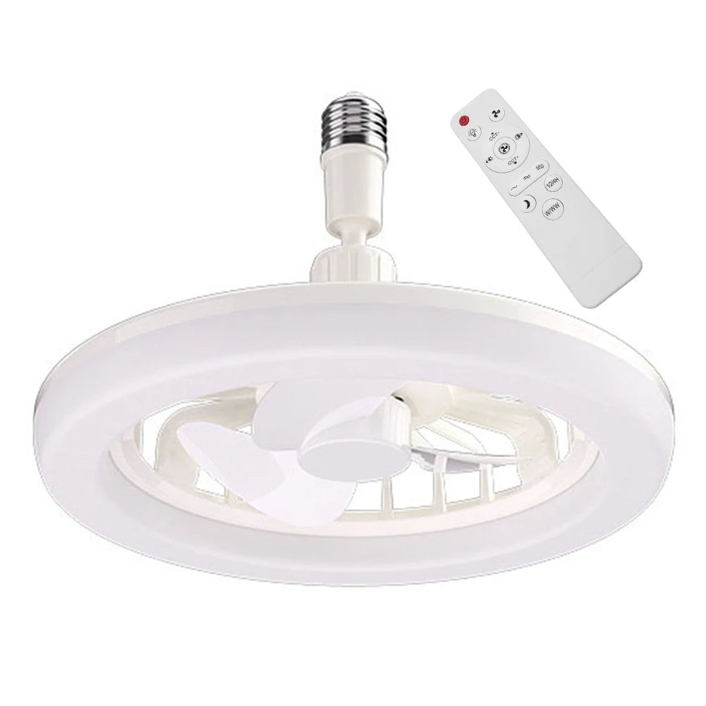 2 In 1 Silent Ceiling Fan Light with Remote Control 3 Speeds Fan Light Dimming Three Color Light for Home Living Room Bedroom