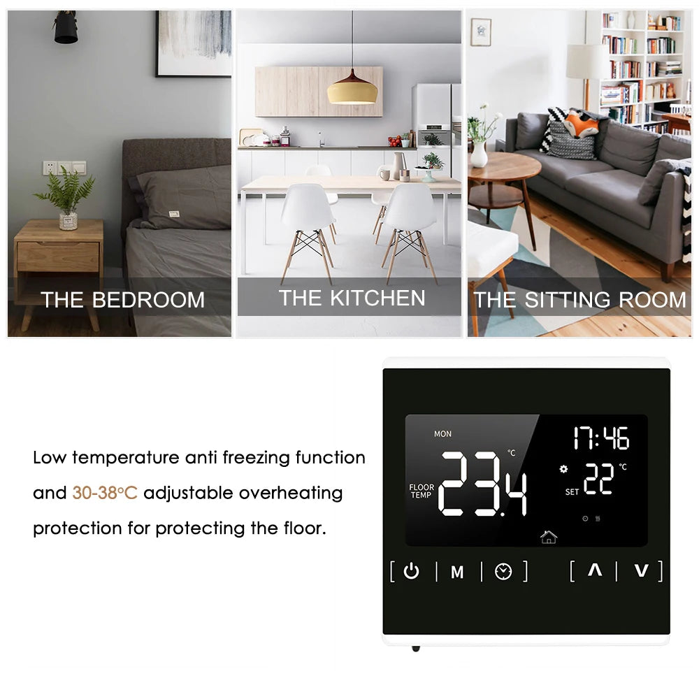 Smart LCD Touchscreen Thermostat for Home Programmable Electric Floor Heating System Thermoregulator AC 85-250V Temperature Cont