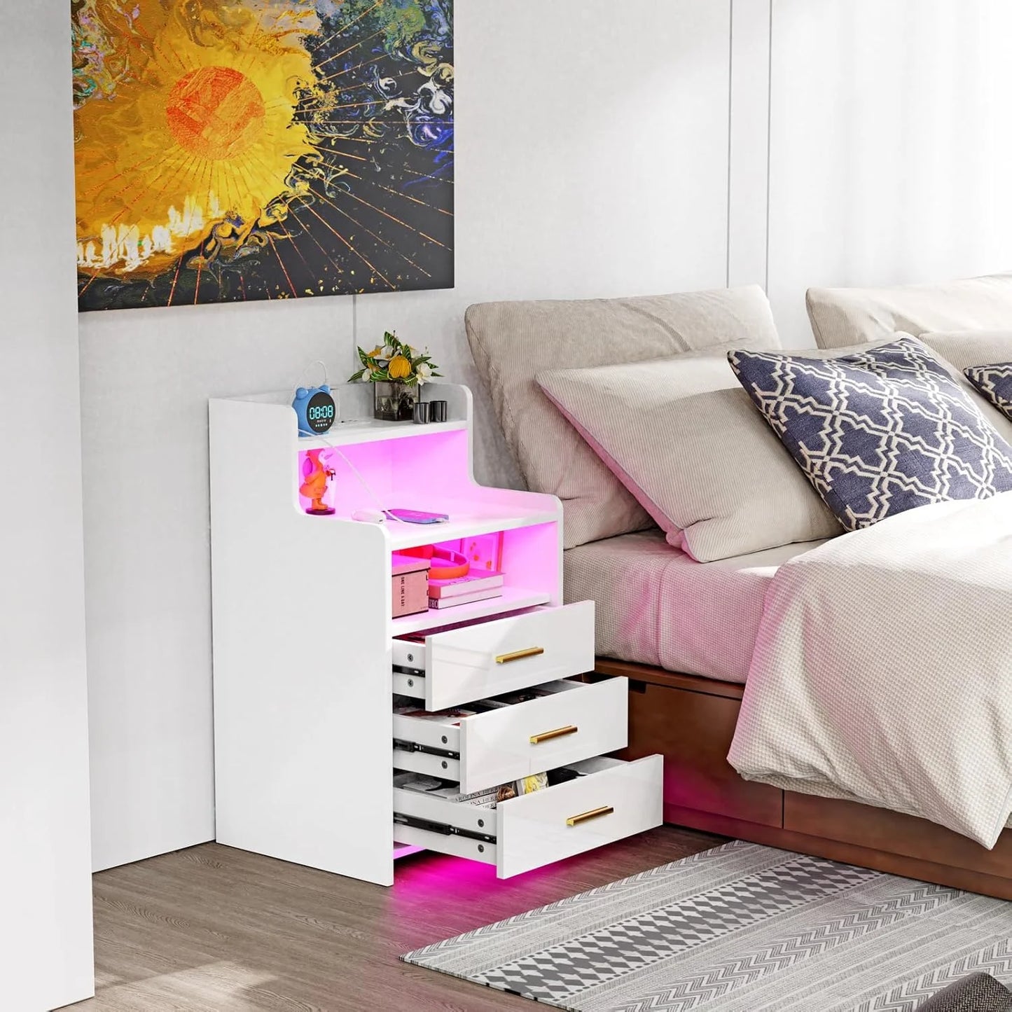 3 Drawers Smart Bedside Table
