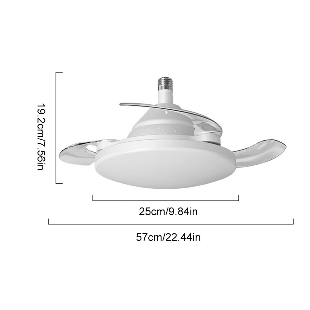 30/60W Lighted Ceiling Fan Ultra-quiet Invisible With Remote Control Retractable Blades Hall Screw Fan Light LED Chandelier Fan