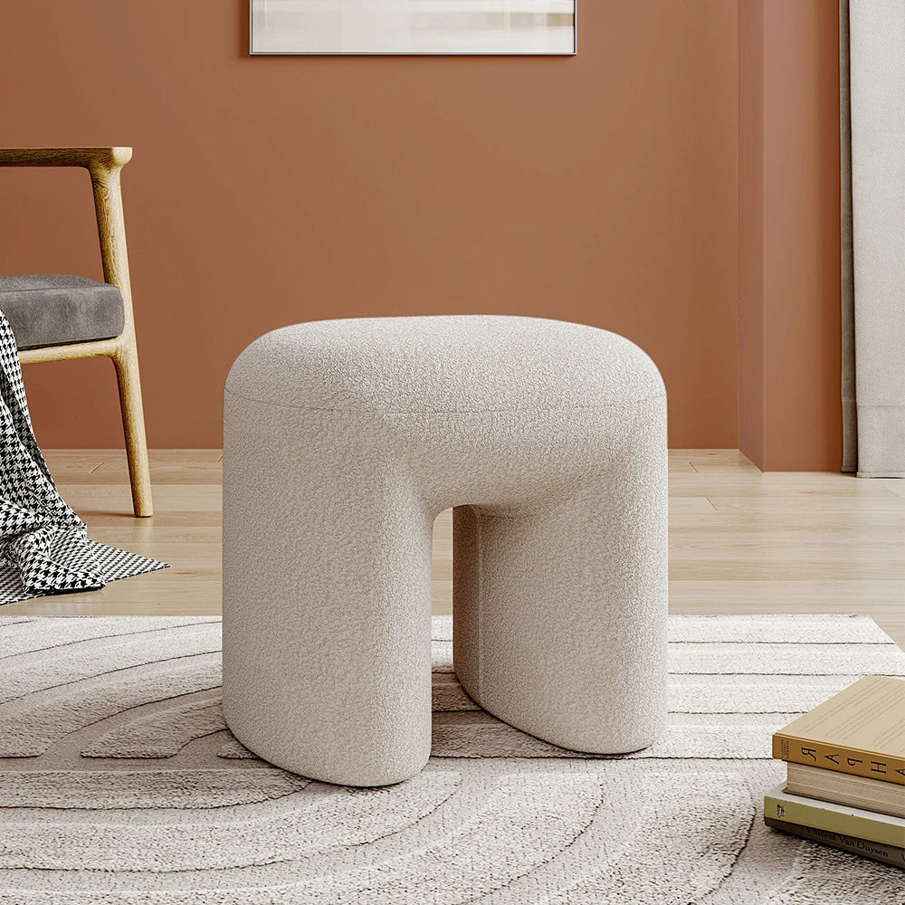 Modern Teddy Bear Fur Footstool