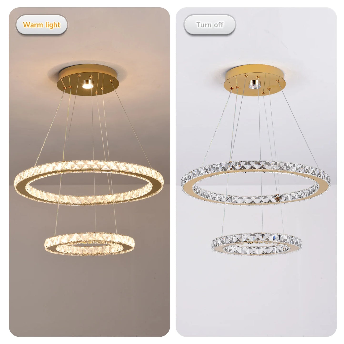 Luxury Rings Pendant Light LED Crystal Ceiling Lamp Modern Home Decor Lustre Living Dining Room Chandelier Indoor Lumin Fixture