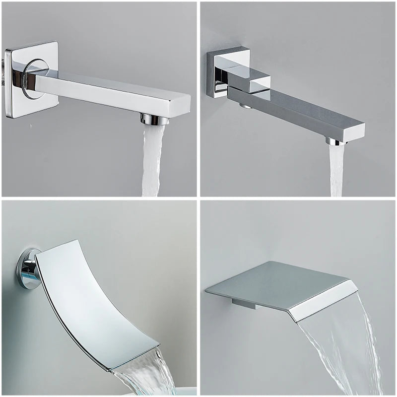 Quyanre Wall Mount Bathroom Rain Waterfall Shower Faucets Set Concealed Chrome Shower System Bathtub Shower Mixer Faucet Tap