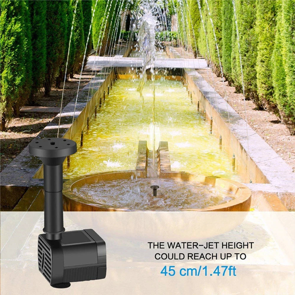 Solar Water Fountain Pump with Nozzles Solar Fountain Pond Pump Kit Solar Water Pump Kit for Garden Pool Pond Aquarium Fountain
