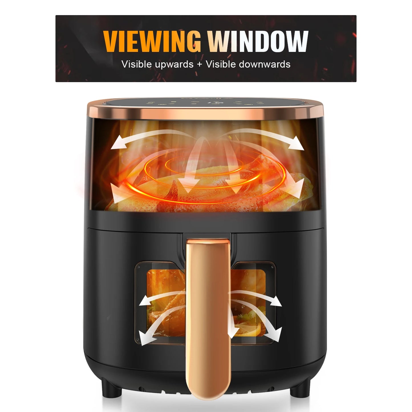OYAJIA 6L Air Fryer with Smart Touch Display 60 Minutes Timer & 80°C-200°C Adjustable Temperature& 8 Preset Cooking Modes