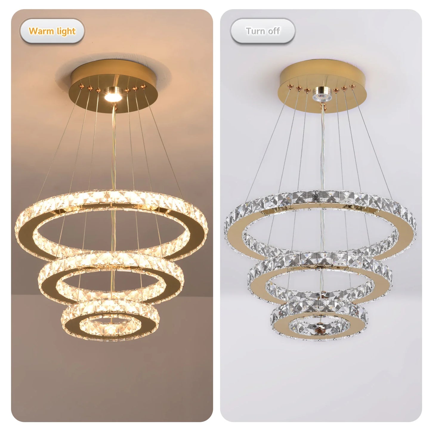 Luxury Rings Pendant Light LED Crystal Ceiling Lamp Modern Home Decor Lustre Living Dining Room Chandelier Indoor Lumin Fixture