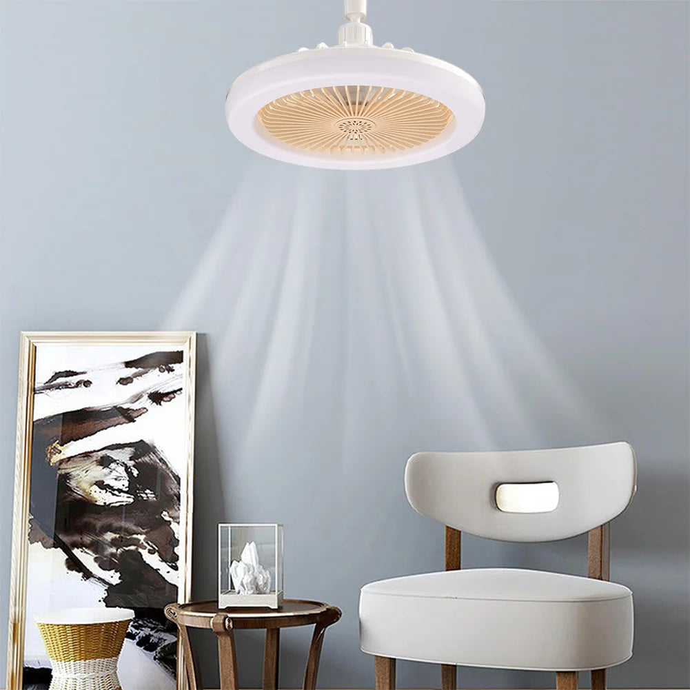2 In 1 Silent Ceiling Fan Light with Remote Control 3 Speeds Fan Light Dimming Three Color Light for Home Living Room Bedroom