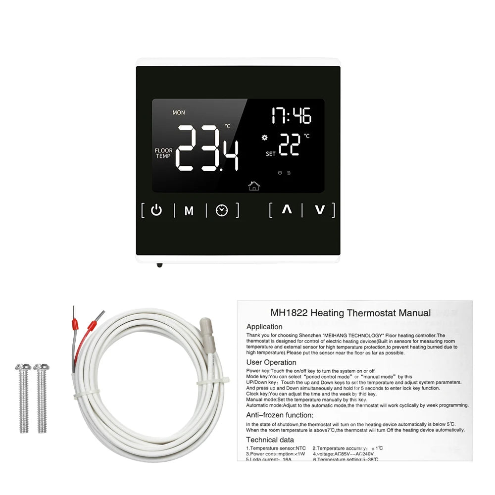 Smart LCD Touchscreen Thermostat for Home Programmable Electric Floor Heating System Thermoregulator AC 85-250V Temperature Cont