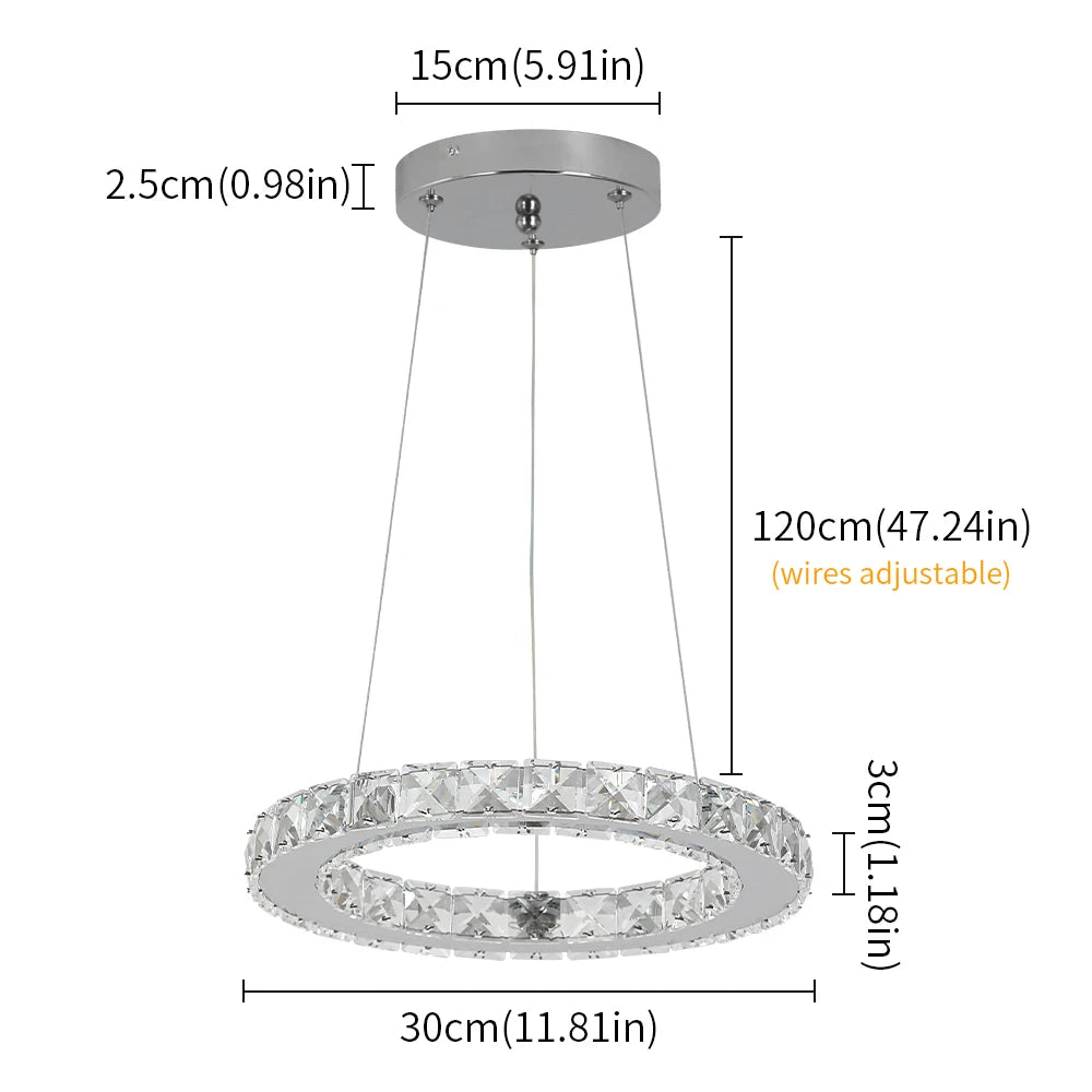 Luxury Rings Pendant Light LED Crystal Ceiling Lamp Modern Home Decor Lustre Living Dining Room Chandelier Indoor Lumin Fixture