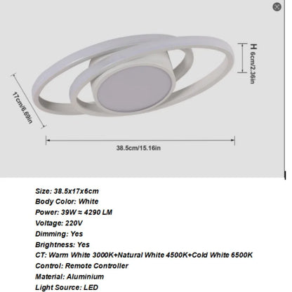 Dimmable LED Ceiling Light,64W Heart Ceiling Lamp 3000K/4500K/6500K,Chandelier White with Remote Control for Bedroom