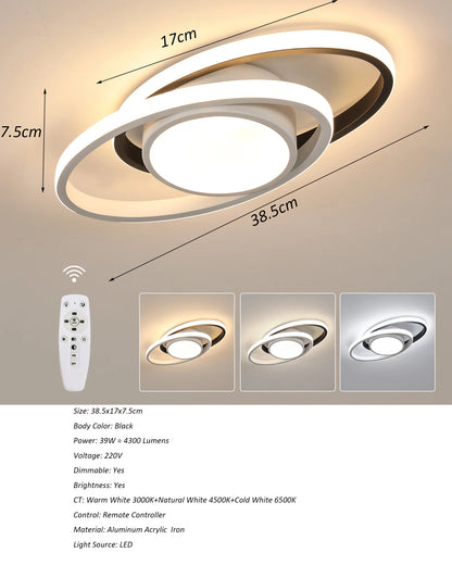 Dimmable LED Ceiling Light,64W Heart Ceiling Lamp 3000K/4500K/6500K,Chandelier White with Remote Control for Bedroom