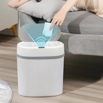 12L Smart Induction Trash Can Narrow Slit Trash Bin Automatic Intelligent Sensor Touch Dustbin for Kitchen Bathroom Bedroom