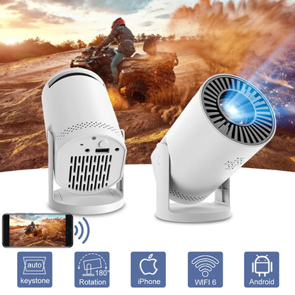 Smart WiFi6 Projector Wireless Sync to Smart Phone HD Home Theater Cinema Video Projector Support iOS Android for Camping Party