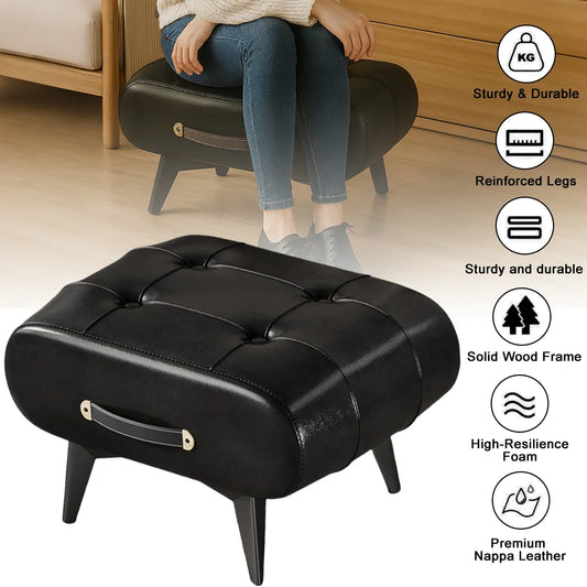 Chic Square Faux Leather Stool for Living Room - light luxury American Italian Perfect for Shoe Changing Home Decor