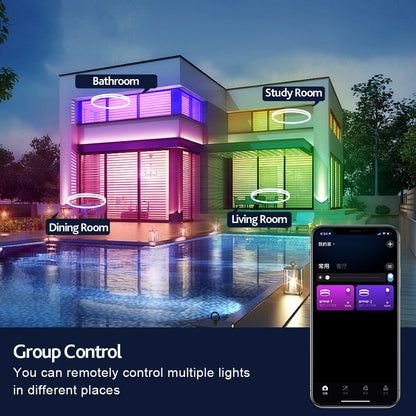 Smart Ceiling Light WiFi Bluetooth RGB Circular Ambient Lamp APP Control AI Lighting Waterproof for Bedroom & Living Room Home