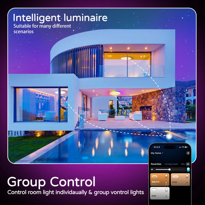 Smart Ceiling Light WiFi Bluetooth RGB Circular Ambient Lamp APP Control AI Lighting Waterproof for Bedroom & Living Room Home