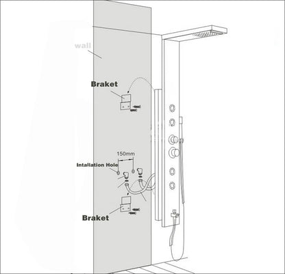 Black/Brushed Bathroom Shower Faucet Set LED Rainfall Shower Panel System Bathtub Water Mixer Tap Massage SPA Temperature Screen