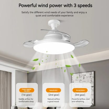 30/60W Lighted Ceiling Fan Ultra-quiet Invisible With Remote Control Retractable Blades Hall Screw Fan Light LED Chandelier Fan