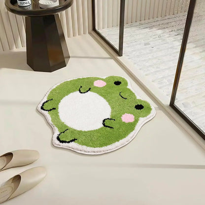 Cute Bath Mat Non Slip Frog Bath Rug for Bathroom,Luxury Absorbent Mats,Machine Washable Shaggy Soft Rugs Bathroom Decor