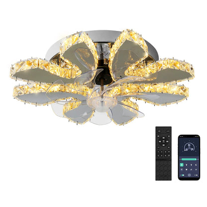 Modern Ceiling Fan Lamp APP Remote Control Crystal Led Chandelier Fan Light Bedroom Living Room Home Appliance Decor Fixture