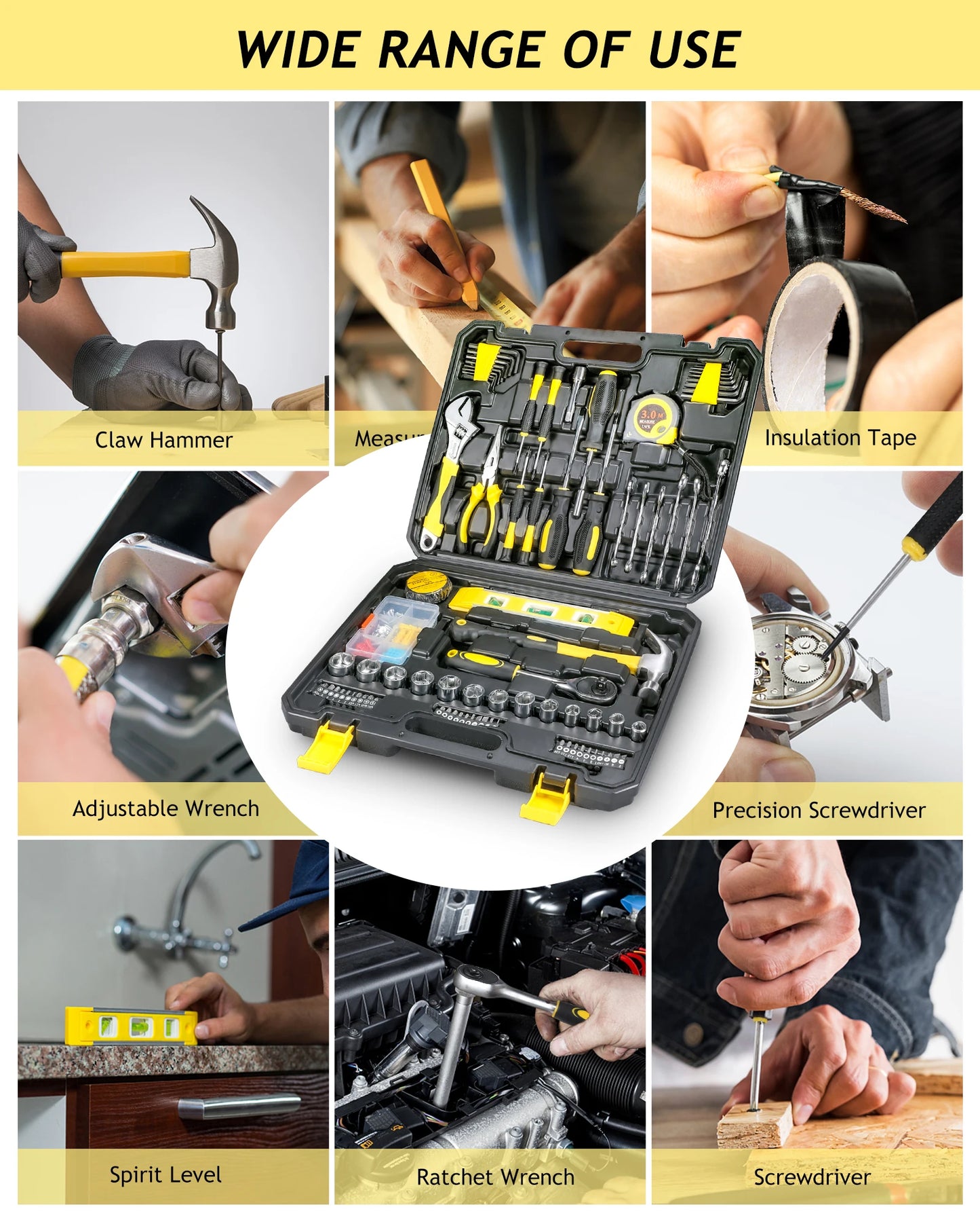 140PCS Home Tool Kit with Storage Case, Portable DIY Hand Tool Set for Home Repair, Beginner and Household College Student Use
