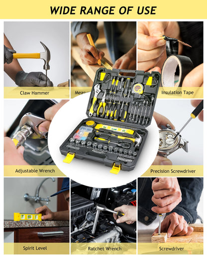 140PCS Home Tool Kit with Storage Case, Portable DIY Hand Tool Set for Home Repair, Beginner and Household College Student Use