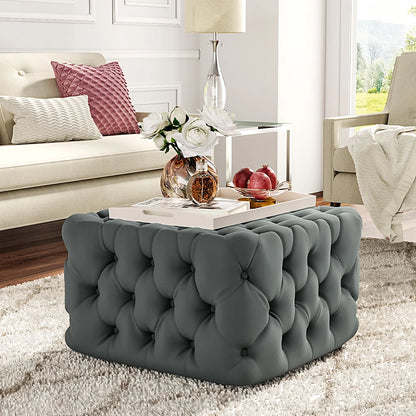 Quilted Diamond Velvet Footstool
