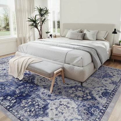 Large Vintage Persian Area Rug - Machine Washable Rectangle Soft Rugs for Living Room, Bedroom, Kitchen, Office Anti-Slip Non Sh