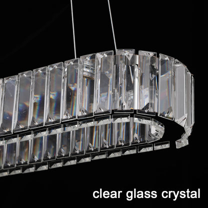VETRULUS Modern Pendant Light Luxury Crystal Oval Design Led Chandelier Ceiling Lamp Hanging Fixture Living Bedroom Hotel Remote