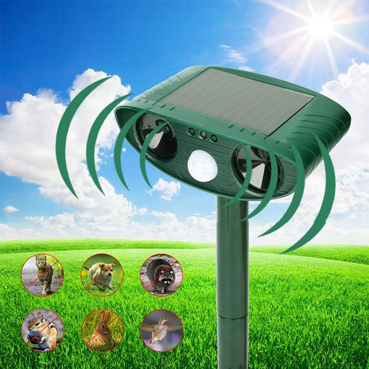 Solar Ultrasonic Animal Repellent Outdoor Animal Repeller Deer Repellent Device Outdoor Squirrel Repellent for Yard Farm Garden