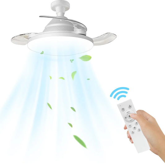 30/60W Lighted Ceiling Fan Ultra-quiet Invisible With Remote Control Retractable Blades Hall Screw Fan Light LED Chandelier Fan