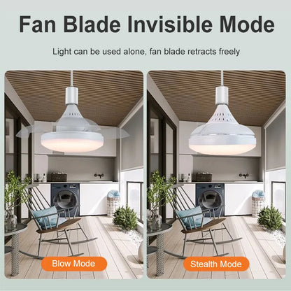 30/60W Lighted Ceiling Fan Ultra-quiet Invisible With Remote Control Retractable Blades Hall Screw Fan Light LED Chandelier Fan