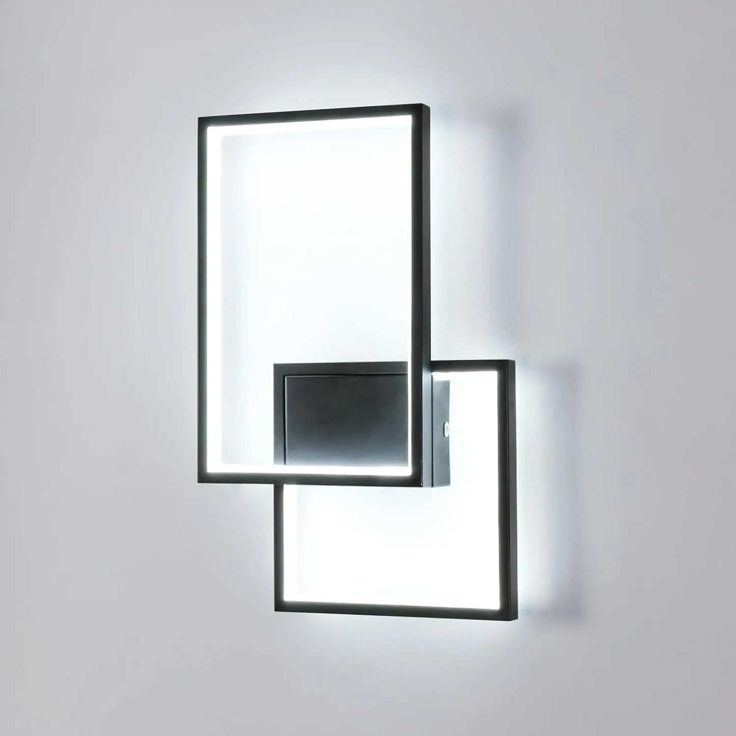 34W Square Aluminum Wall Lamp, 6500K White Light Wall Lamp, Black Minimalist Wall Lamp Suitable for Bedrooms and Living Rooms