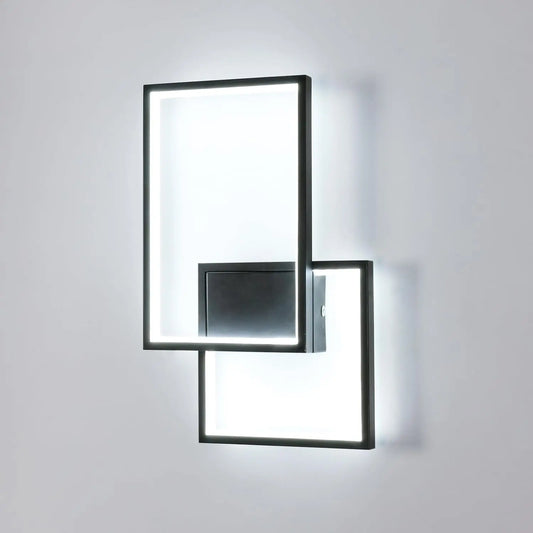 34W Square Aluminum Wall Lamp, 6500K White Light Wall Lamp, Black Minimalist Wall Lamp Suitable for Bedrooms and Living Rooms