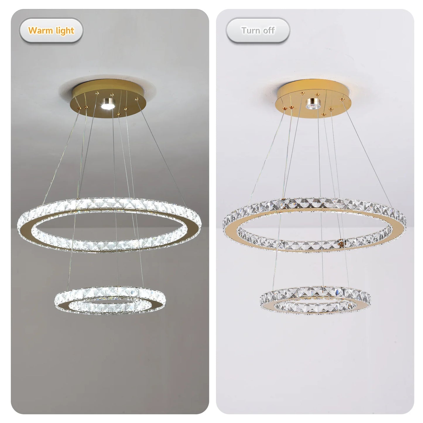 Luxury Rings Pendant Light LED Crystal Ceiling Lamp Modern Home Decor Lustre Living Dining Room Chandelier Indoor Lumin Fixture