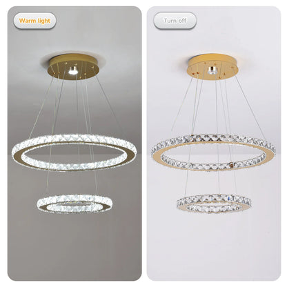 Luxury Rings Pendant Light LED Crystal Ceiling Lamp Modern Home Decor Lustre Living Dining Room Chandelier Indoor Lumin Fixture