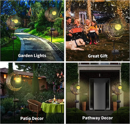 Solar Garden Lights Outdoor Decor Moon Fairy Crackle Glass Lights Waterproof UK