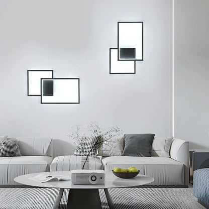 34W Square Aluminum Wall Lamp, 6500K White Light Wall Lamp, Black Minimalist Wall Lamp Suitable for Bedrooms and Living Rooms