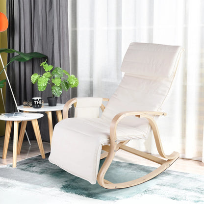 Getone Rocking Chair, Resting Armchair, Nursing Chair with Armrests Footrest for Bedroom Living Room, White / Grey 2 Colors